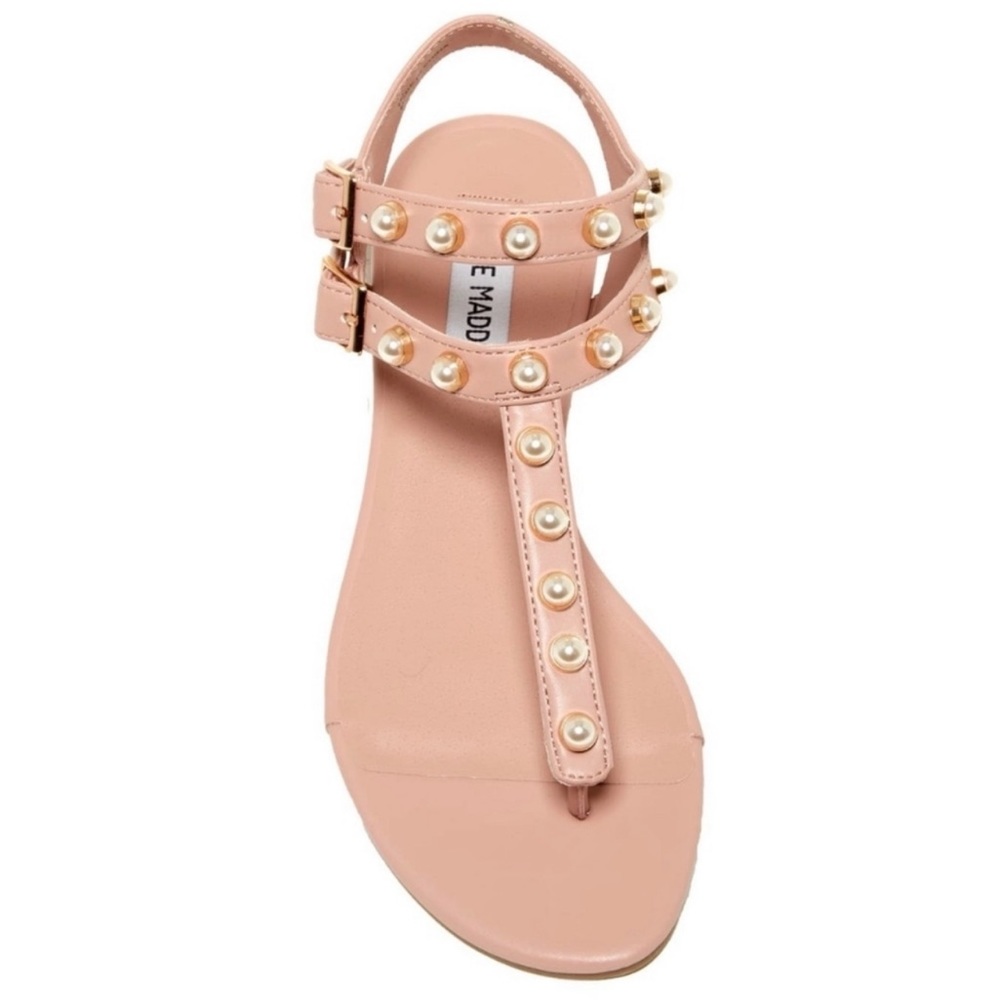 Steve Madden Pearl Studded Thong Blush Light Pink Sandals